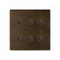 Soho Lighting Vintage Brass 6 Gang 6A 2 Way Push Button Switch