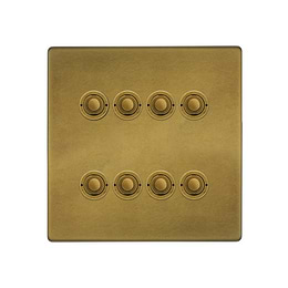 Soho Lighting Old Brass 8 Gang 6A 2 Way Retractive Push Button Switch