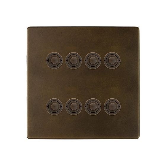 Soho Lighting Vintage Brass 8 Gang 6A 2 Way Retractive Push Button Switch
