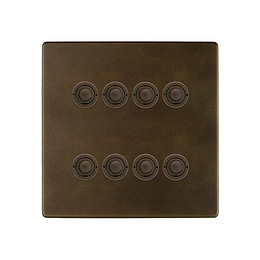 Soho Lighting Vintage Brass 8 Gang 6A 2 Way Push Button Switch