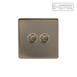 Soho Lighting Antique Brass 2 Gang 6A Push Button Dimmer Switch