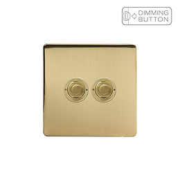 Soho Lighting Brushed Brass 2 Gang 6A Push Button Dimmer Switch