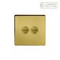 Soho Lighting Brushed Brass 2 Gang 6A Push Button Dimmer Switch