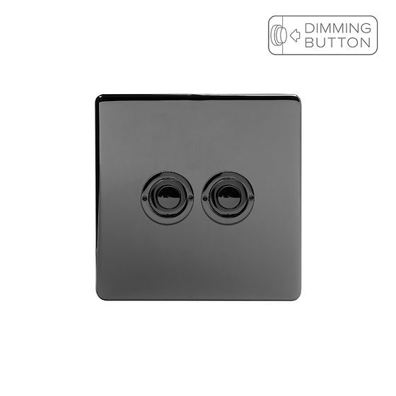 Soho Lighting Black Nickel 2 Gang 6A Push Button Dimmer Switch