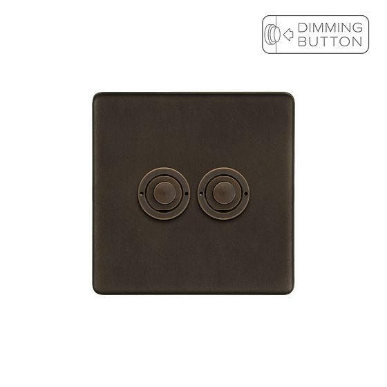 Soho Lighting Vintage Brass 2 Gang 6A Push Button Dimmer Switch