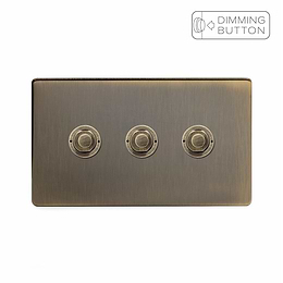 Soho Lighting Antique Brass 3 Gang 6A Push Button Dimmer Switch