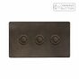 Soho Lighting Vintage Brass 3 Gang 6A Push Button Dimmer Switch
