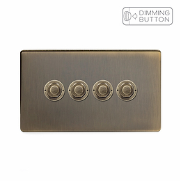 Soho Lighting Antique Brass 4 Gang 6A Push Button Dimmer Switch