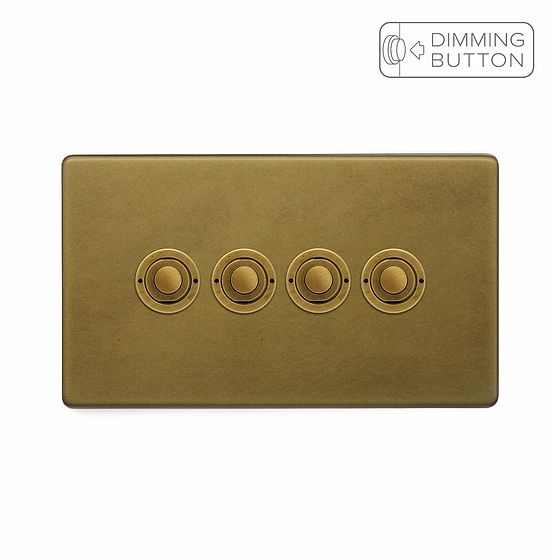 Soho Lighting Old Brass 4 Gang 6A Push Button Dimmer Switch