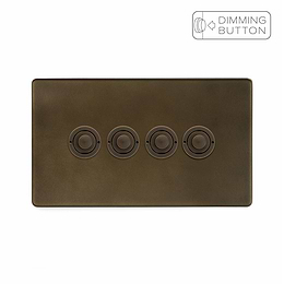 Soho Lighting Vintage Brass 4 Gang 6A Push Button Dimmer Switch