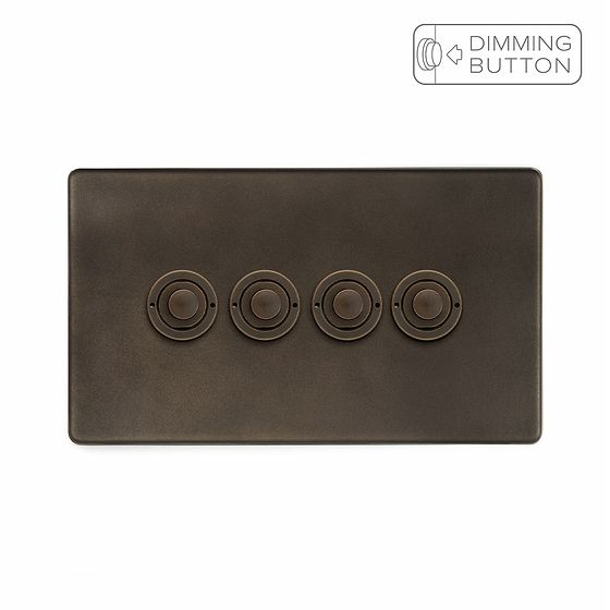 Soho Lighting Vintage Brass 4 Gang 6A Push Button Dimmer Switch