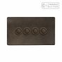 Soho Lighting Vintage Brass 4 Gang 6A Push Button Dimmer Switch