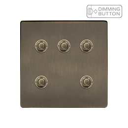 Soho Lighting Antique Brass 5 Gang 6A Push Button Dimmer Switch