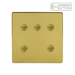 Soho Lighting Brushed Brass 5 Gang 6A Push Button Dimmer Switch