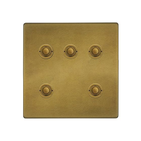 Soho Lighting Old Brass 5 Gang 6A Push Button Dimmer Switch
