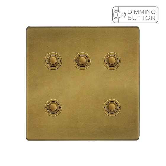 Soho Lighting Old Brass 5 Gang 6A Push Button Dimmer Switch