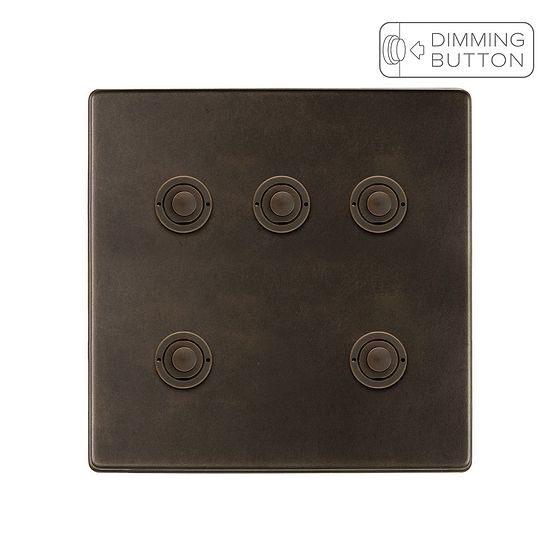 Soho Lighting Vintage Brass 5 Gang 6A Push Button Dimmer Switch