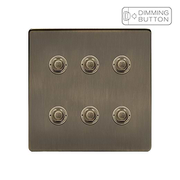 Soho Lighting Antique Brass 6 Gang 6A Push Button Dimmer Switch