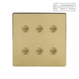 Soho Lighting Brushed Brass 6 Gang 6A Push Button Dimmer Switch