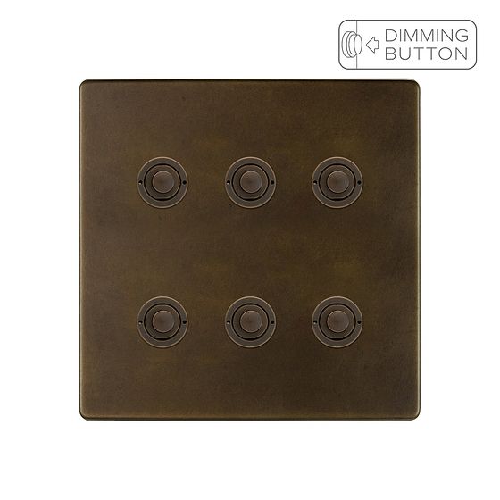 Soho Lighting Vintage Brass 6 Gang 6A Push Button Dimmer Switch