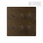 Soho Lighting Vintage Brass 6 Gang 6A Push Button Dimmer Switch