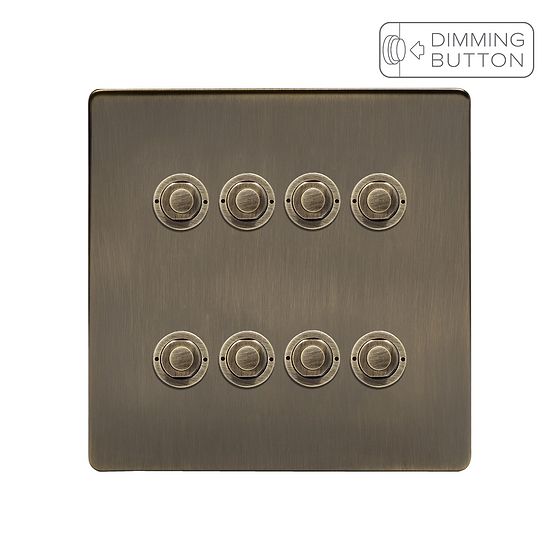 Soho Lighting Antique Brass 8 Gang 6A Push Button Dimmer Switch