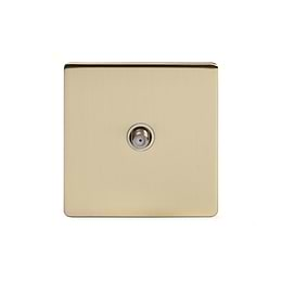 Soho Lighting Brushed Brass 1 Gang Satellite Socket Wht Ins Screwless