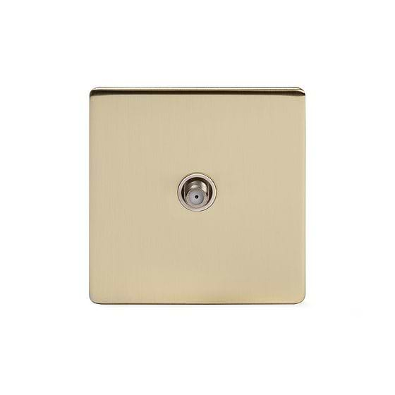 Soho Lighting Brushed Brass 1 Gang Satellite Socket Wht Ins Screwless