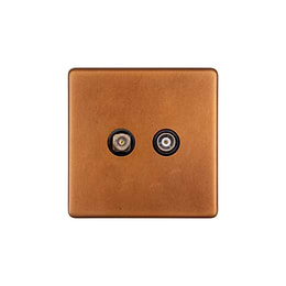 Antique Copper TV and Satellite Socket