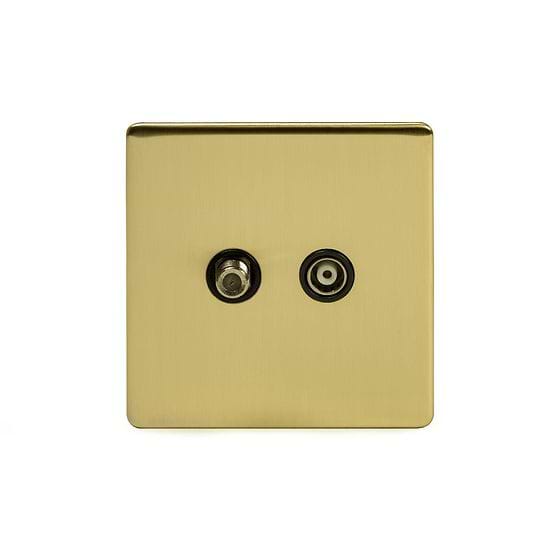 The Savoy Collection Brushed Brass TV+ Satellite Socket Black Insert Screwless