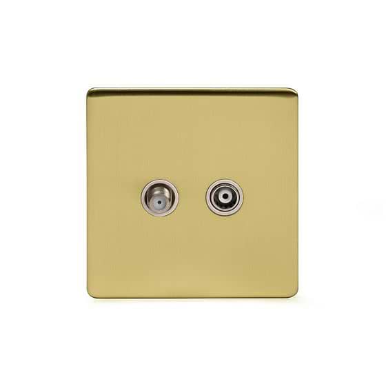 The Savoy Collection Brushed Brass TV+ Satellite Socket Wht Ins Screwless