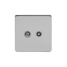 The Lombard Collection Brushed Chrome TV And  Satellite Socket Wht Ins Screwless