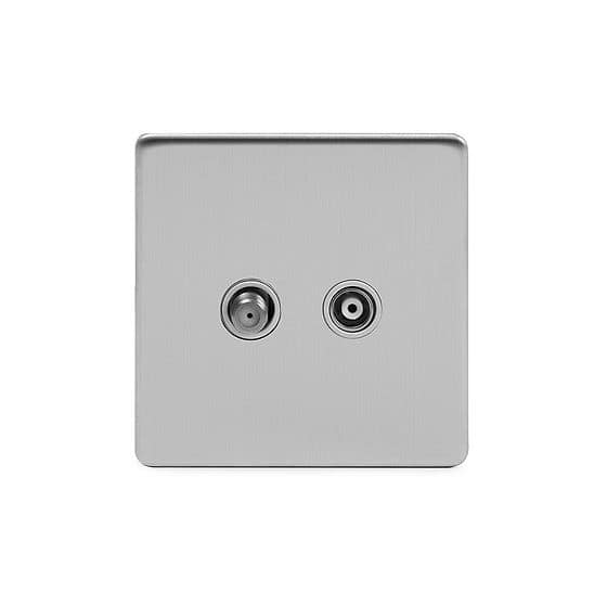 The Lombard Collection Brushed Chrome TV And  Satellite Socket Wht Ins Screwless