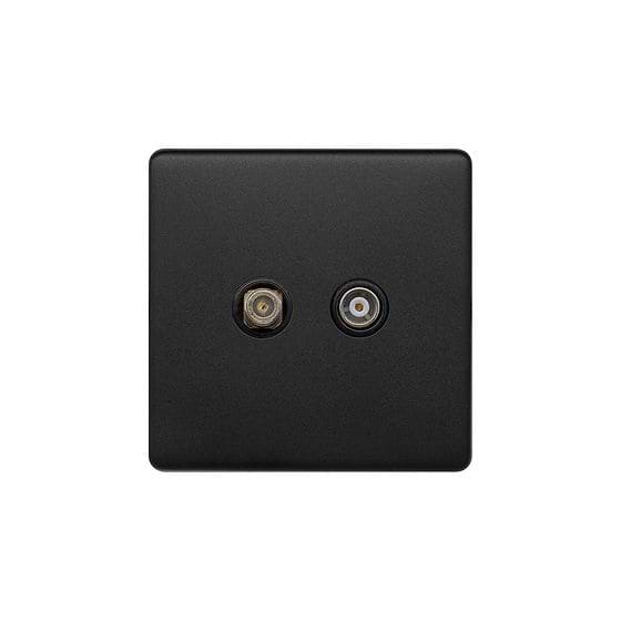 The Camden Collection Matt Black TV& Satellite Socket Screwless