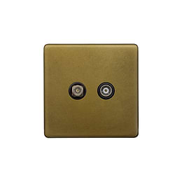 The Belgravia Collection Old Brass TV And Satellite Socket