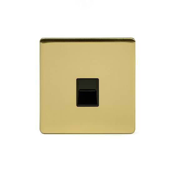 The Savoy Collection Brushed Brass 1 Gang Telephone Master Socket, BT Black Insert Screwless