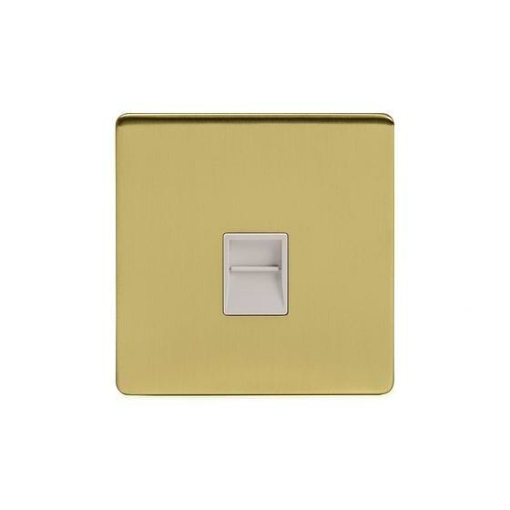The Savoy Collection Brushed Brass 1 Gang Telephone Master Socket,BT Wht Ins Screwless