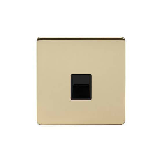 The Savoy Collection Brushed Brass 1 Gang Telephone Secondary (Slave) Socket,BT Black Insert Screwless
