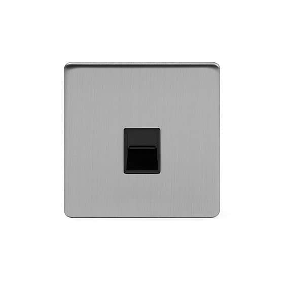 The Lombard Collection Brushed Chrome 1 Gang Telephone Secondary (Slave) Socket,BT Blk Ins Screwless