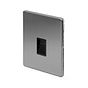 The Lombard Collection Brushed Chrome 1 Gang Telephone Secondary (Slave) Socket,BT Blk Ins Screwless