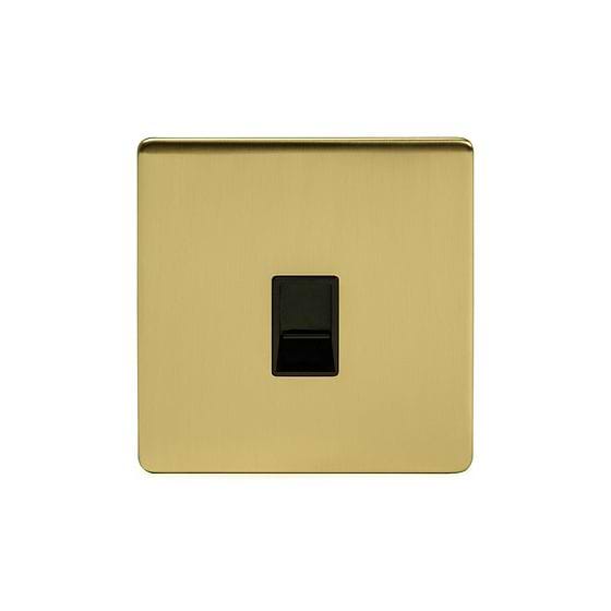 The Savoy Collection Brushed Brass 1 Gang Data Socket RJ45 Ethernet Cat5/Cat6 Black Insert Screwless