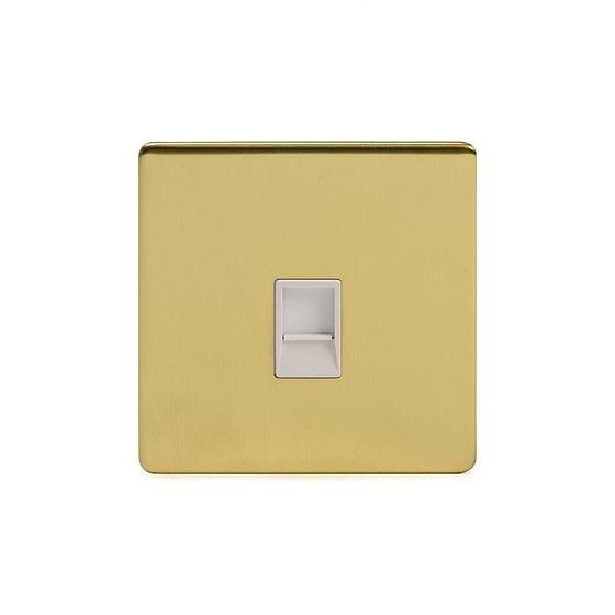 The Savoy Collection Brushed Brass 1 Gang Data Socket RJ45 Ethernet Cat5/Cat6 Wht Ins Screwless