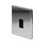 The Finsbury Collection Polished Chrome 1 Gang Data Socket RJ45 Ethernet Cat5 Blk Ins Screwless
