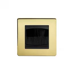 The Savoy Collection Brushed Brass 1 Gang 2 Module Brush Plate Blk Ins Screwless