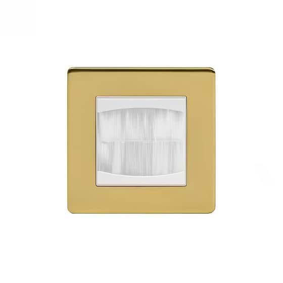 The Savoy Collection Brushed Brass 1 Gang 2 Module Brush Plate Wht Ins Screwless