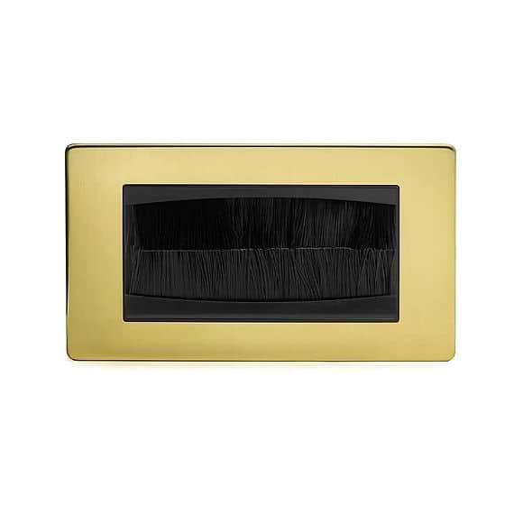 The Savoy Collection Brushed Brass 2 Gang 4 Module Brush Plate Blk Ins Screwless