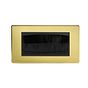 The Savoy Collection Brushed Brass 2 Gang 4 Module Brush Plate Blk Ins Screwless