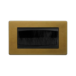 The Belgravia Collection Old Brass 2 Gang 4 Module Brush Plate