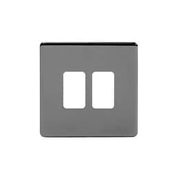 Soho Lighting Black Nickel 2 Gang Grid Plate Screwless