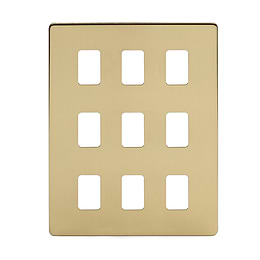 Soho Lighting Brushed Brass 9 Gang Grid Plate  Screwless